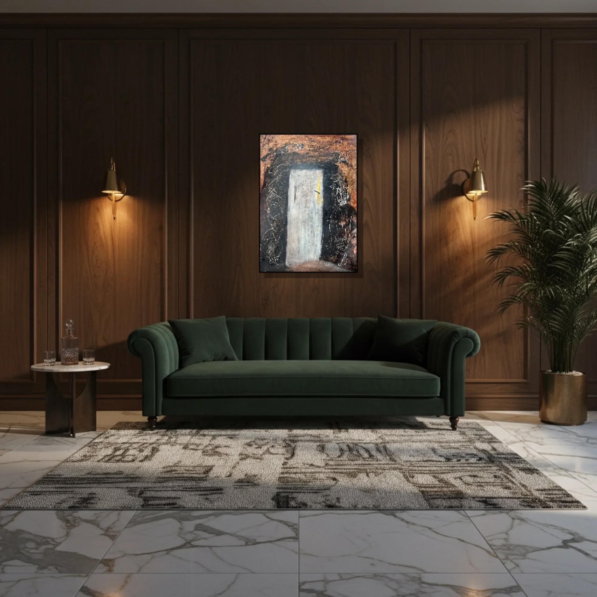 Fault Light abstract painting displayed in a refined contemporary interior