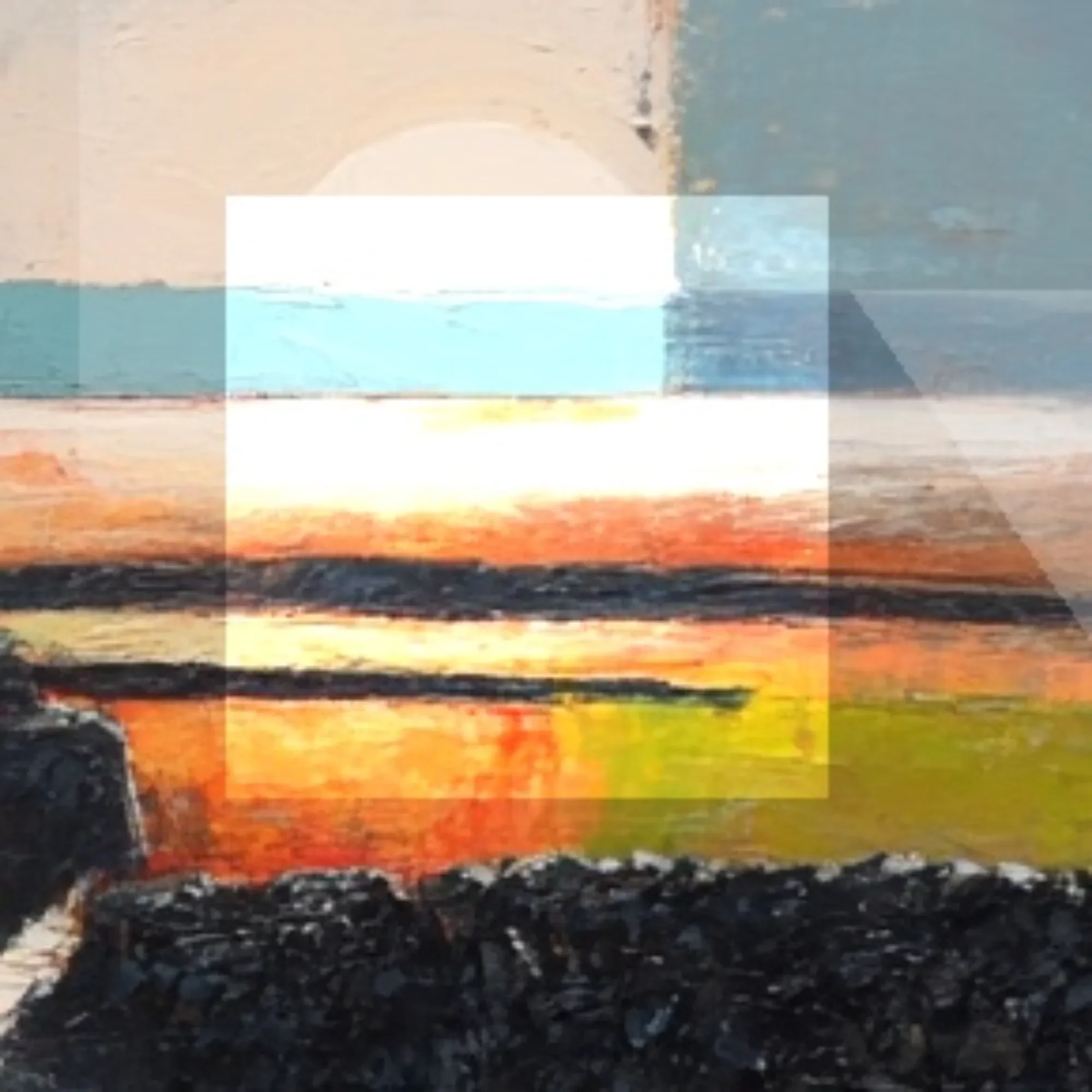 Layered acrylic and expressive mark-making detail from The Long Divide