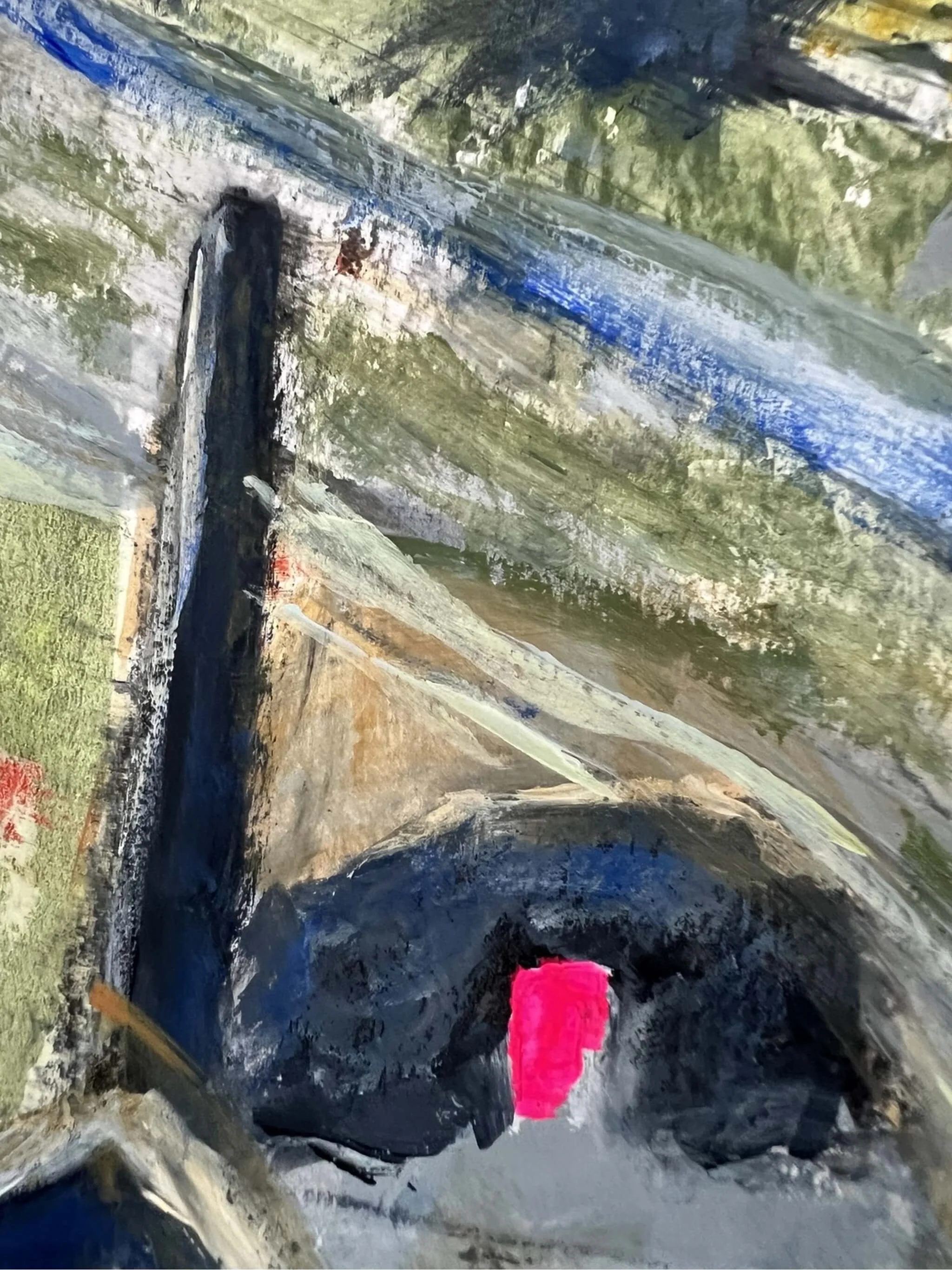 Texture detail of Moorland Memory acrylic landscape painting by Yorkshire artist Andrew Bowers