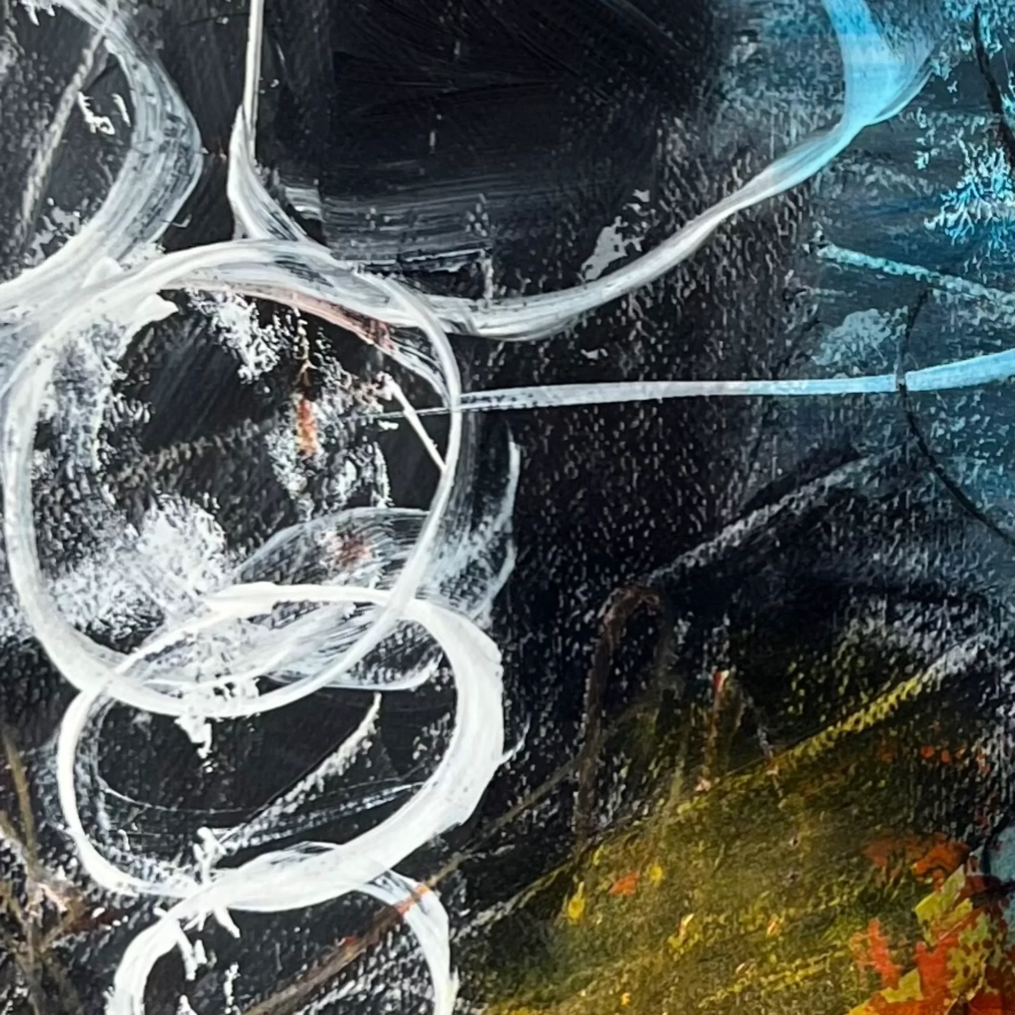 Close-up showing the atmospheric horizon and layered colour in Held Horizon by Andrew Bowers