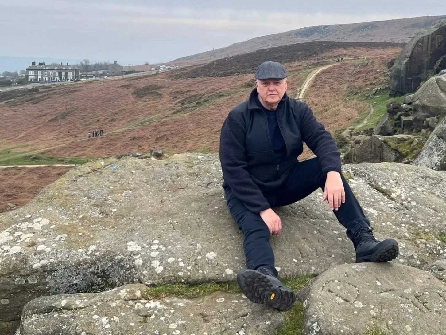 Andrew Bowers, contemporary landscape artist exploring the Calf Rocks in Ilkley, Yorkshire