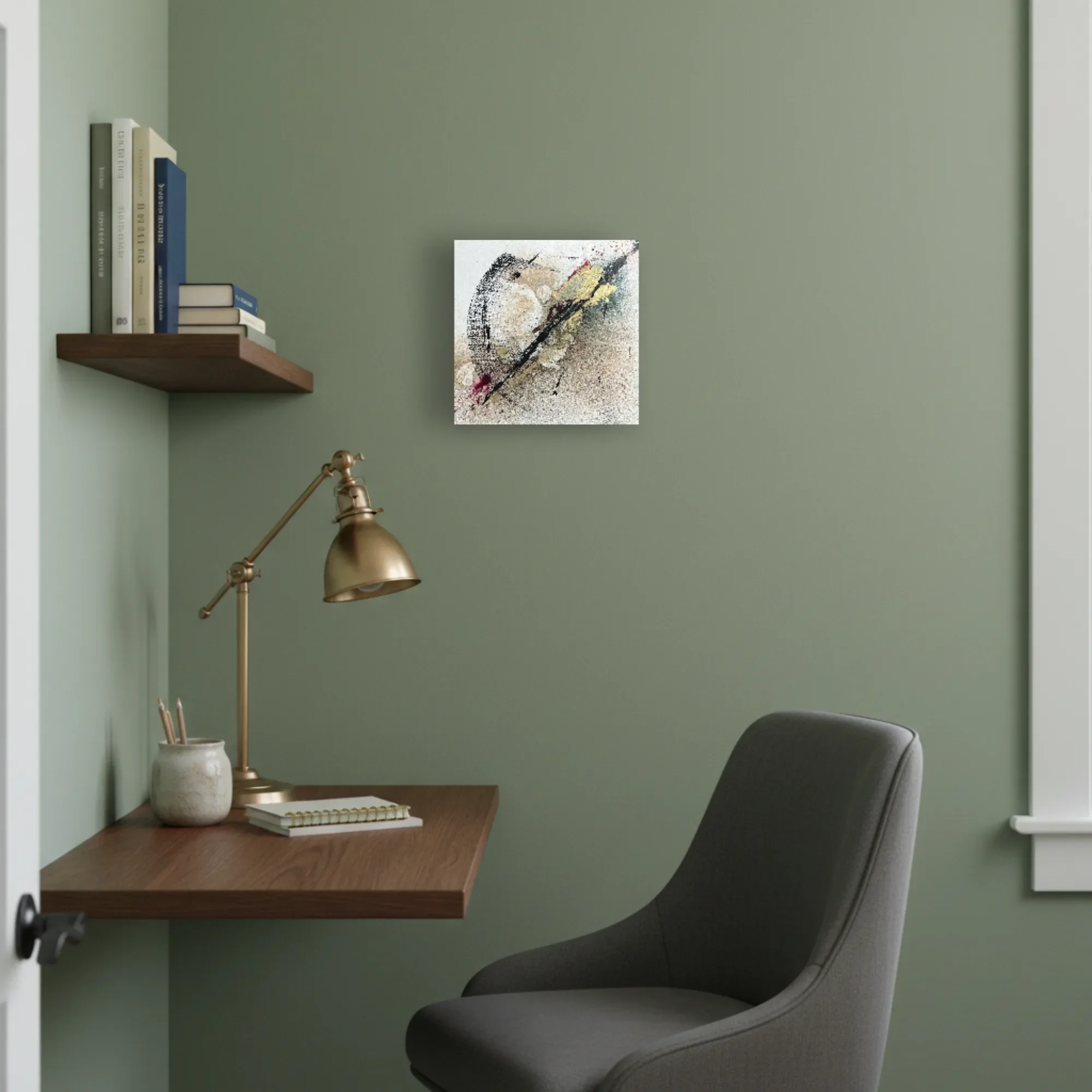 Fracture Field I displayed as a focal point in a small home office