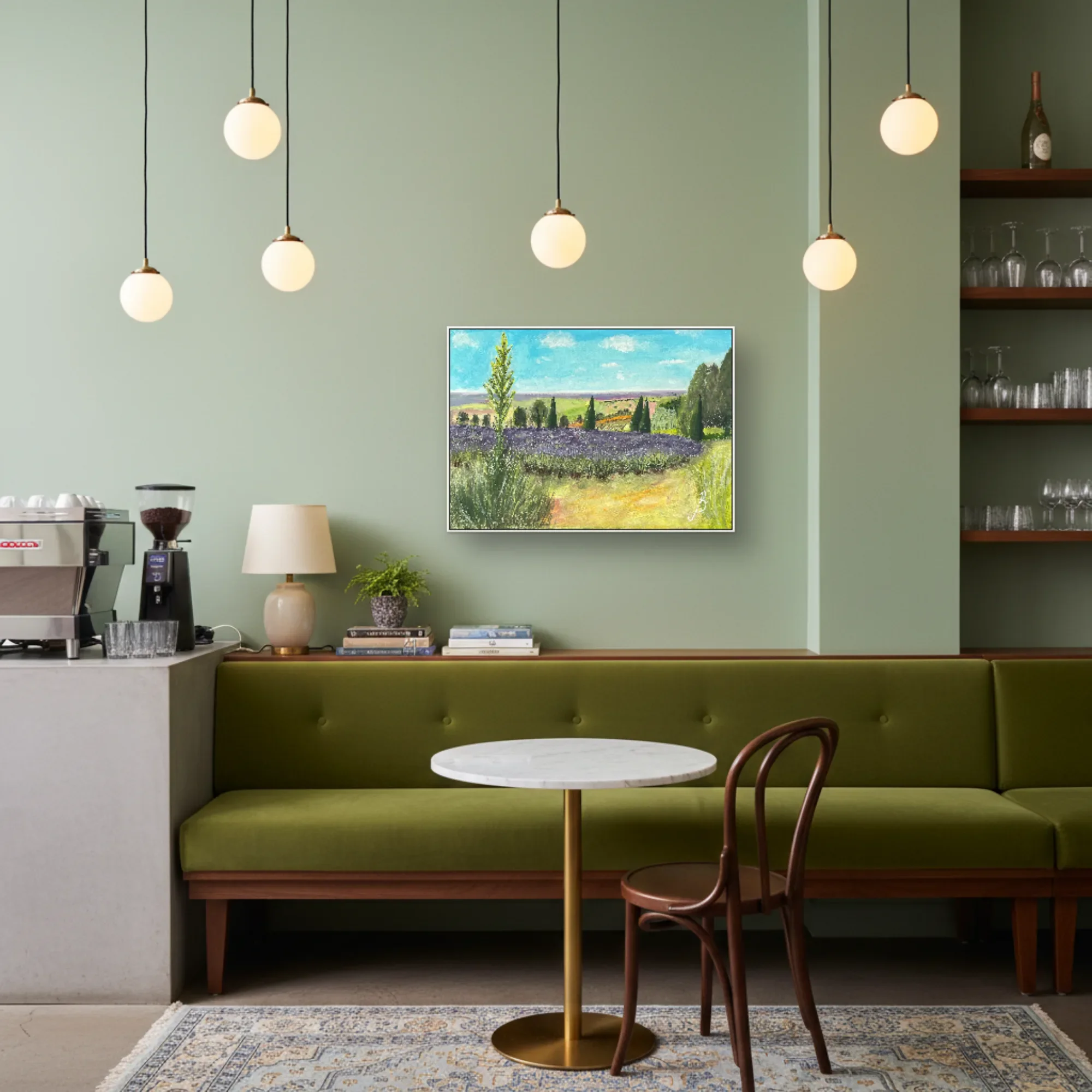 Summer at Yorkshire Lavender displayed in a contemporary café or restaurant