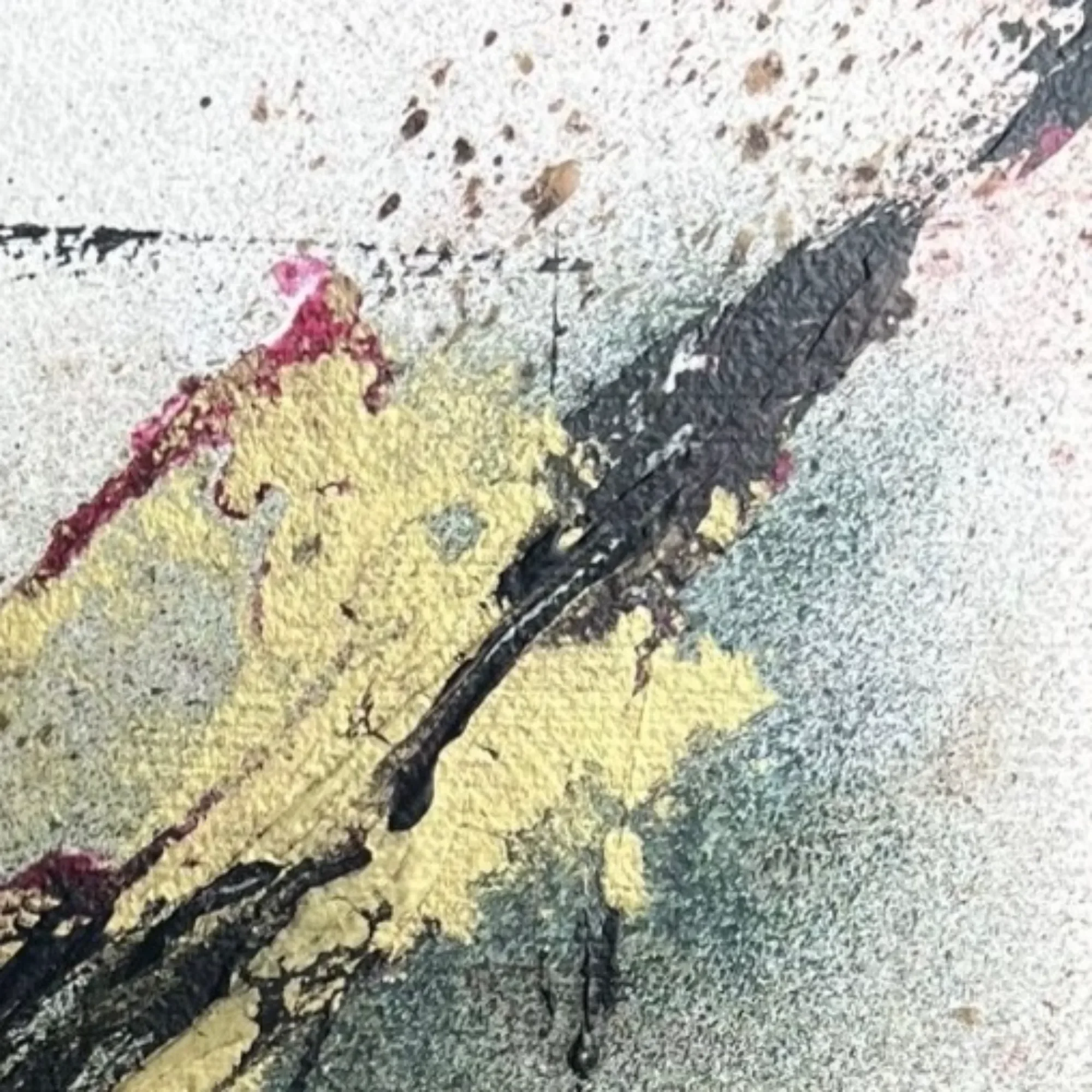 Close-up of the diagonal fracture and layered acrylic surface in Fracture Field I