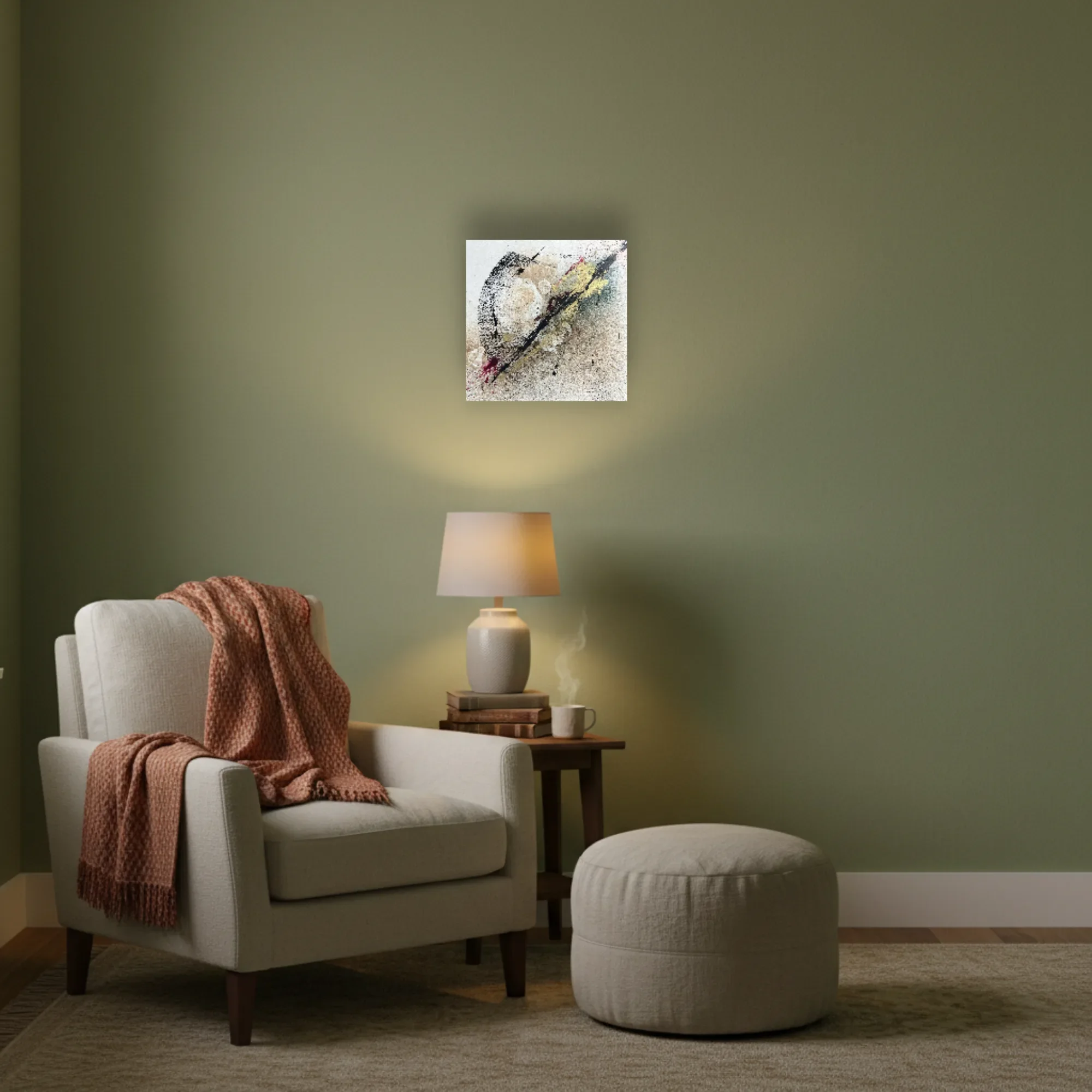 Fracture Field I displayed in a quiet snug or reading-room interior