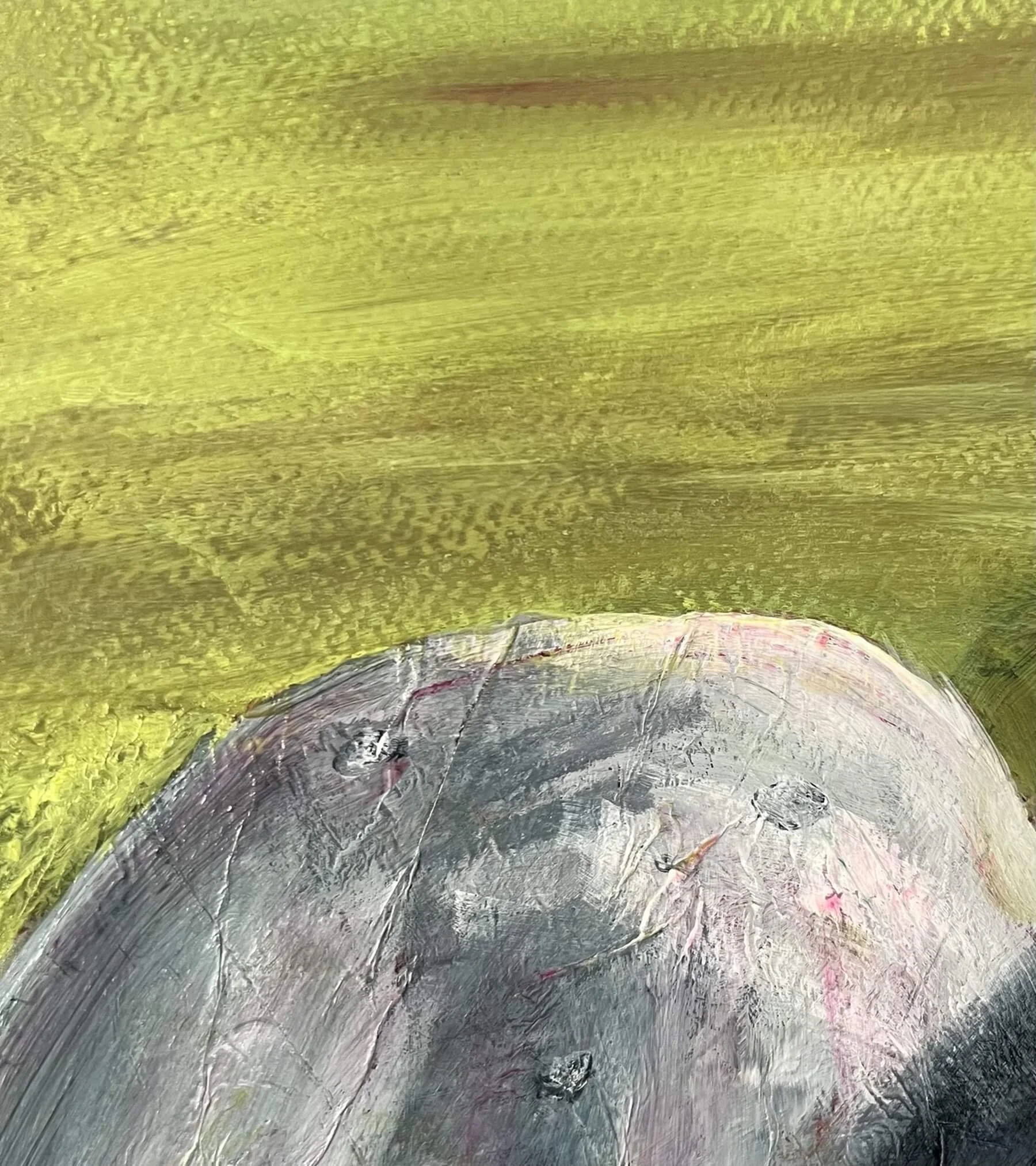 Texture detail of Sentinel Field stone wall an acrylic landscape painting by Yorkshire artist Andrew Bowers