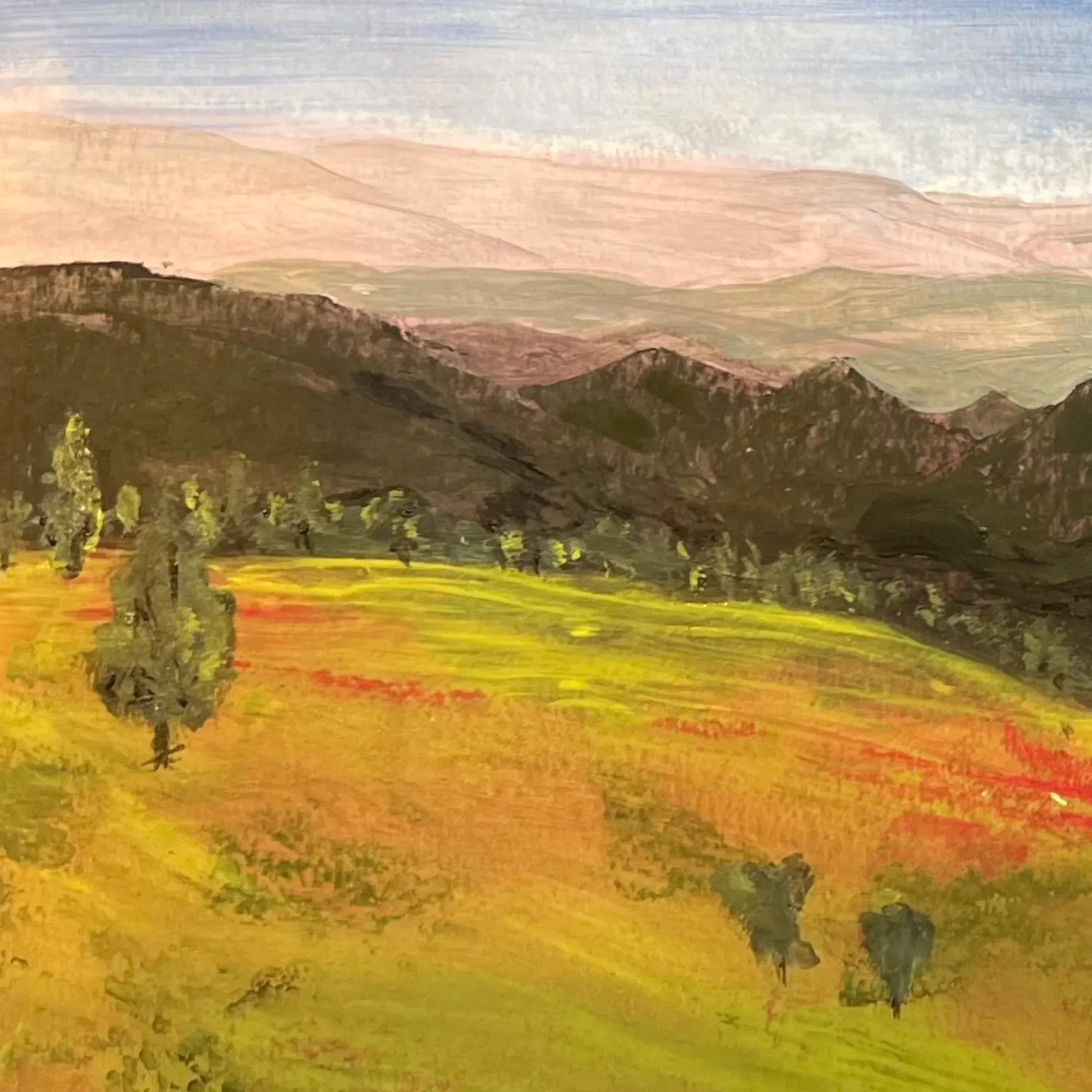 Close-up of the sunlit foreground slope and layered acrylic surface in Held Light