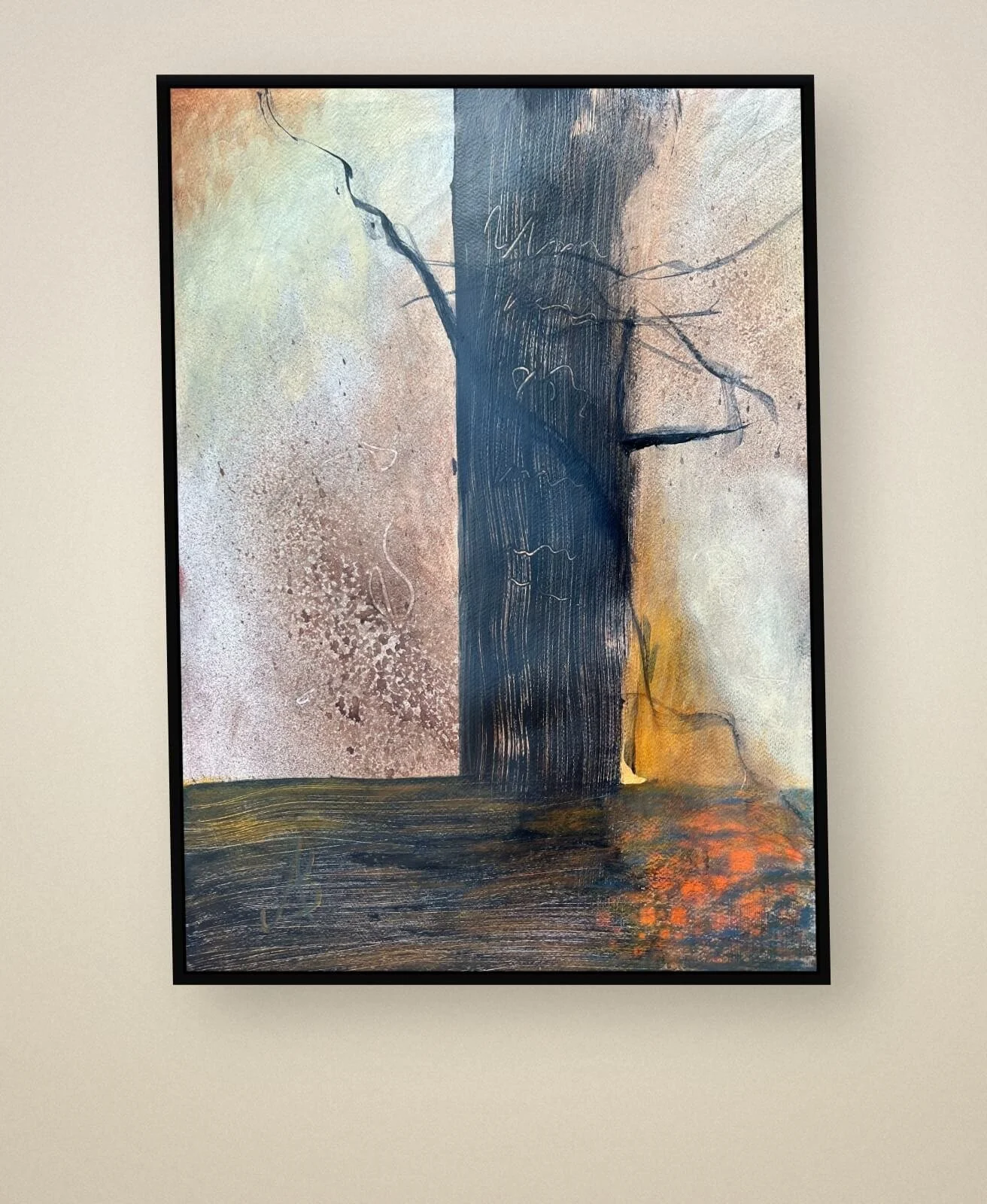 After The Burn presented in a contemporary black floating frame