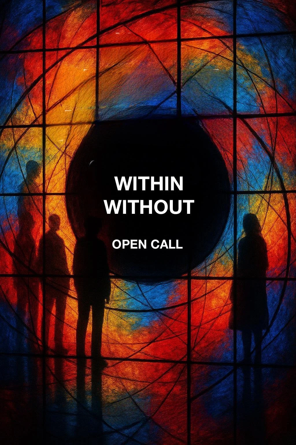 Poster for an online art exhibition titled 'Within Without Open Call,' featuring an Open Call to artists worldwide in contemporary art, at Tribeca/Chelsea, New York, organized by NXERA Art Gallery.