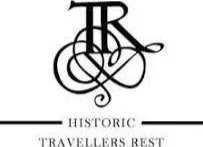 Logo of Historic Travellers Rest with stylized intertwined initials TR