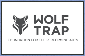 Logo for Wolf Trap Foundation for the Performing Arts, featuring a stylized wolf mask
