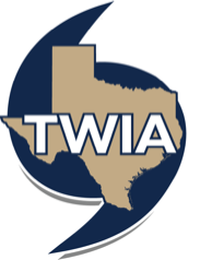 Logo of TWIA (Texas Windstorm Insurance Association) featuring a map of Texas with the letters TWIA over it.