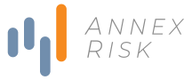 Logo featuring the words 'ANNEX RISK' with three vertical bars in blue, light blue, and orange.