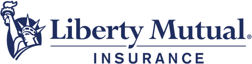 Liberty Mutual Insurance logo with a stylized Statue of Liberty head and torch to the left of the company name in dark blue text.