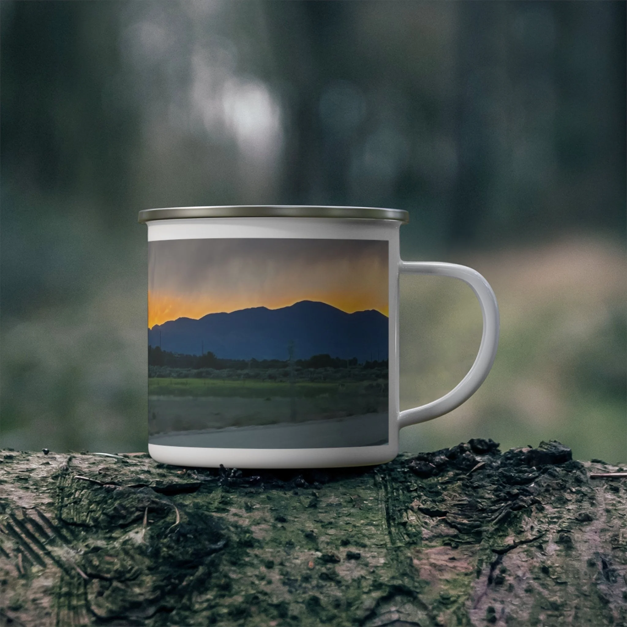 Captured Trails Enamel Camping Mugs