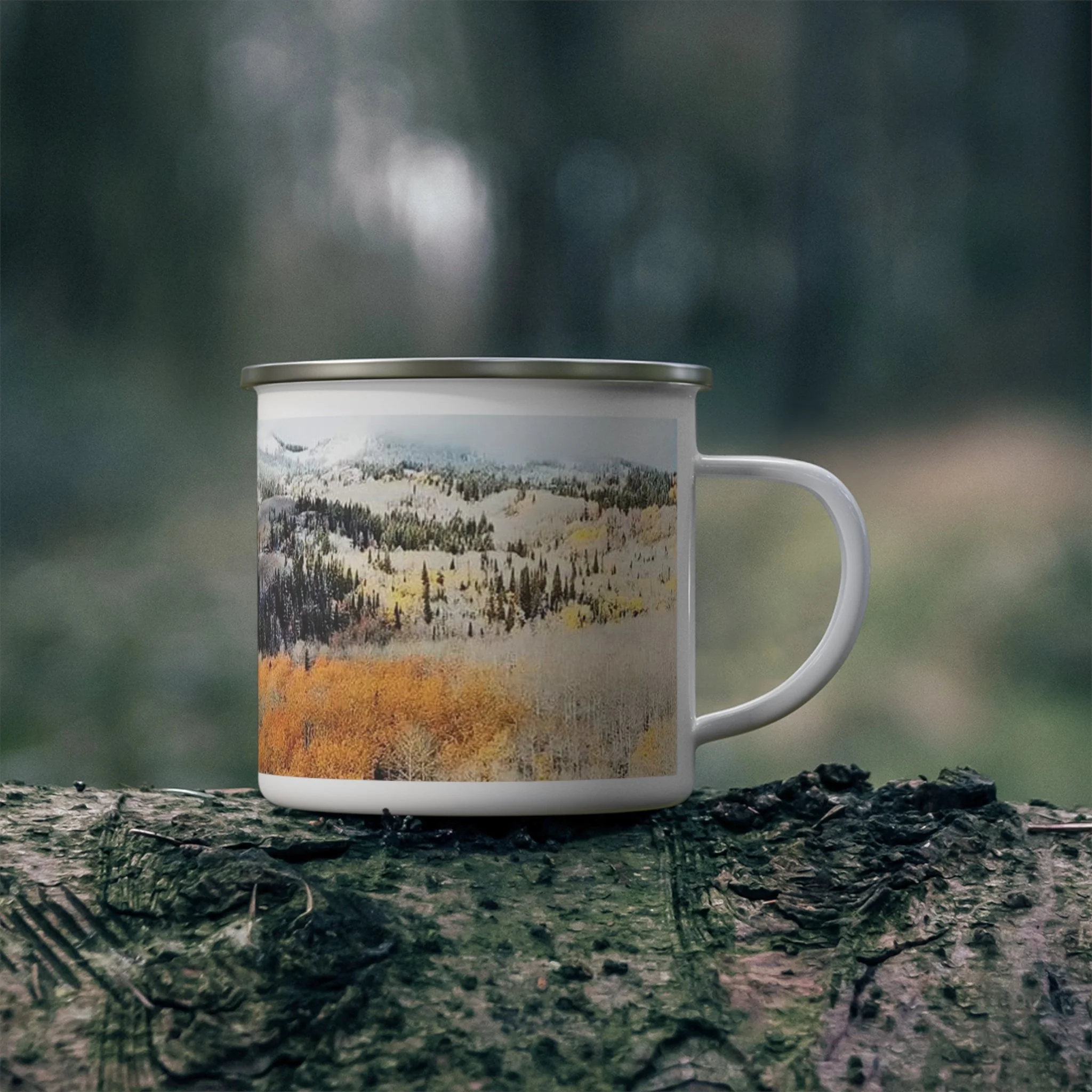 Captured Trails Enamel Camping Mugs