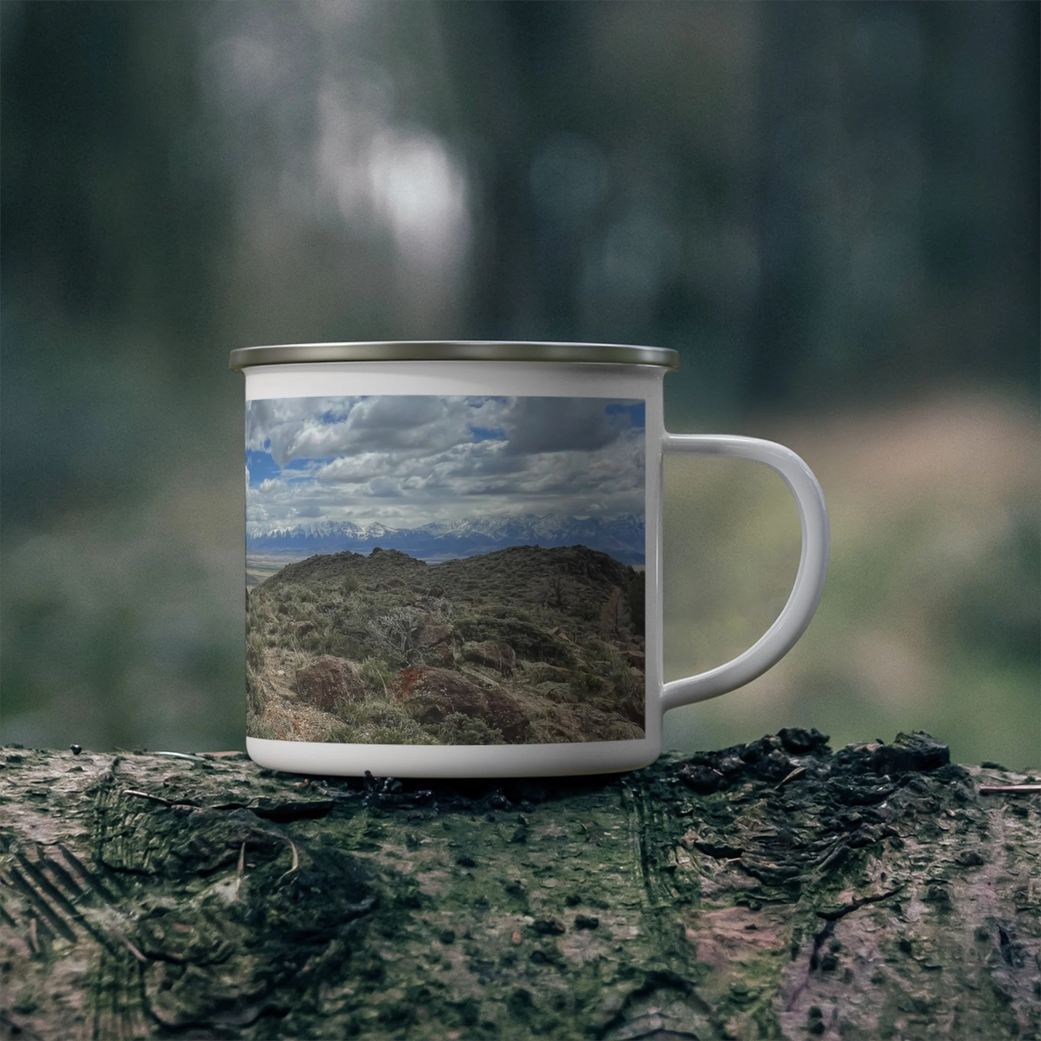 Captured Trails Enamel Camping Mugs