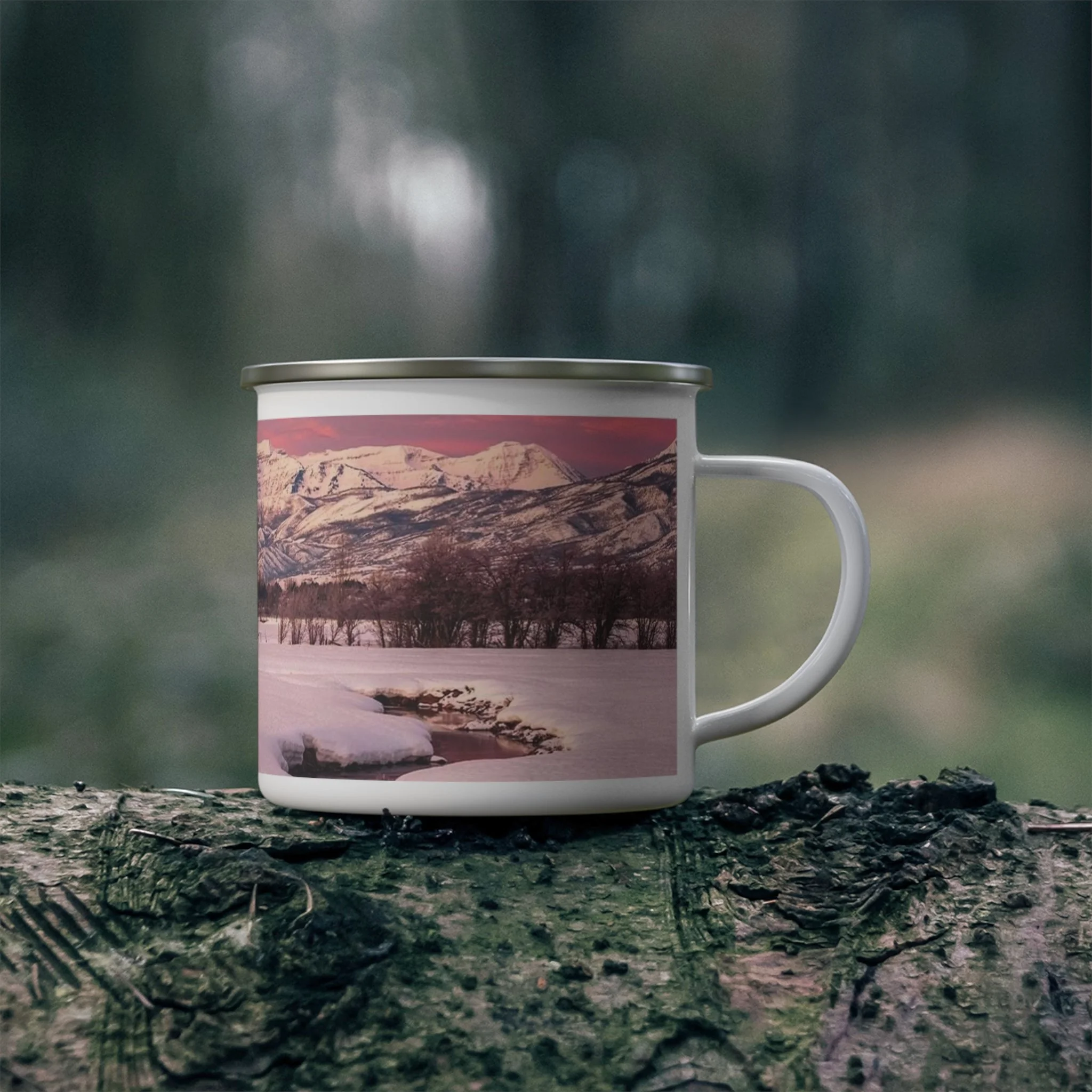 Captured Trails Enamel Camping Mugs