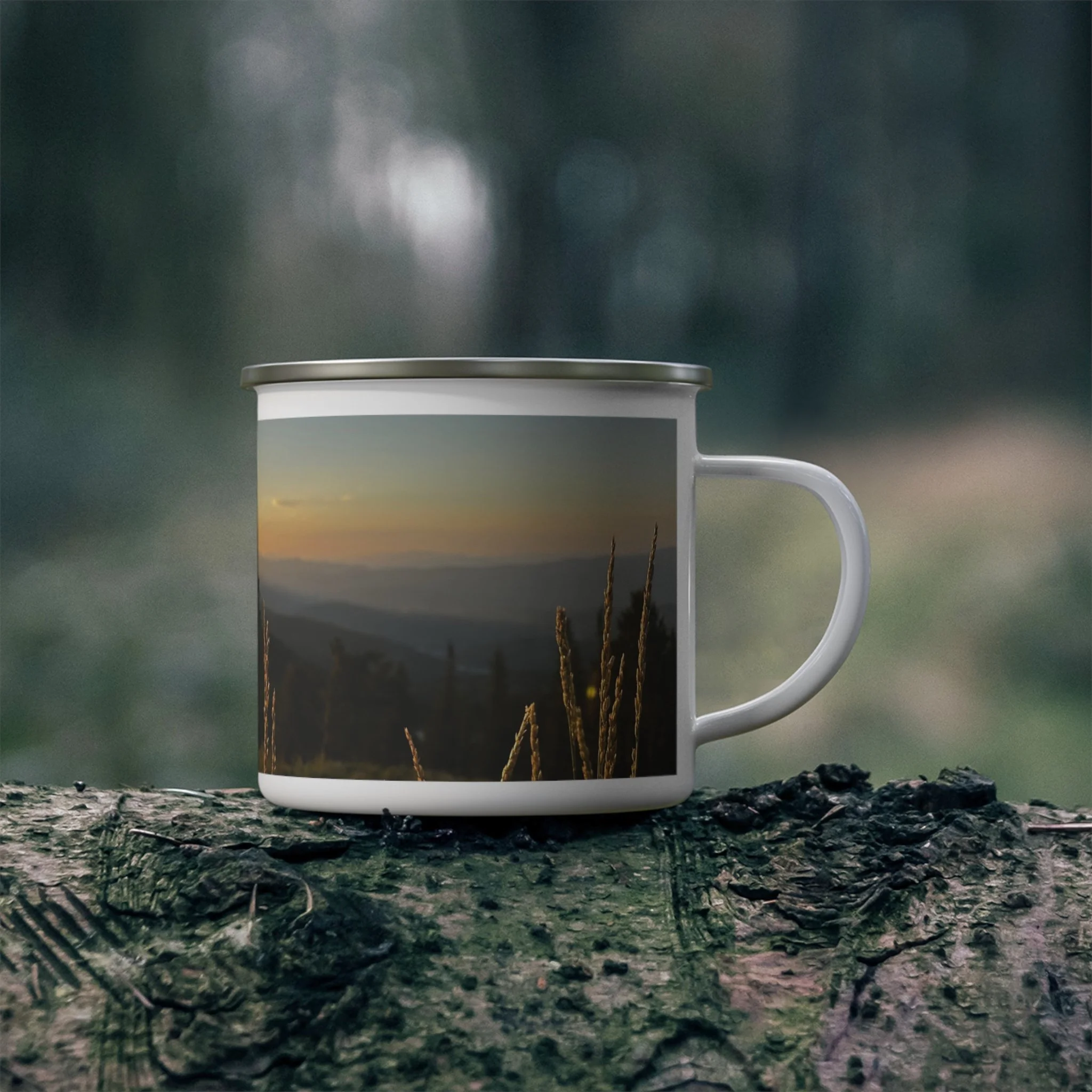 Captured Trails Enamel Camping Mugs