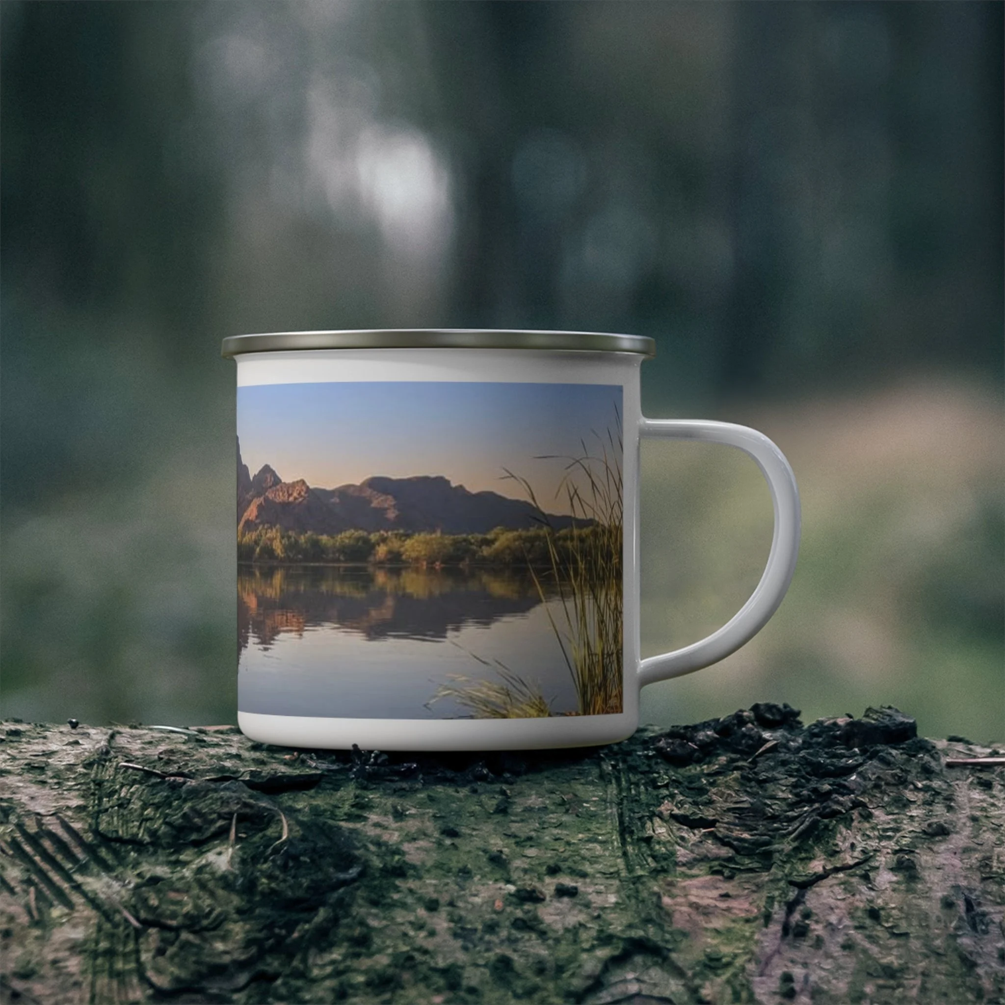 Captured Trails Enamel Camping Mugs
