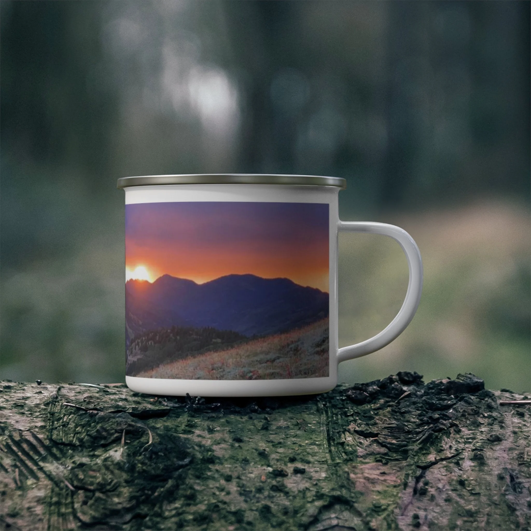 Captured Trails Enamel Camping Mugs
