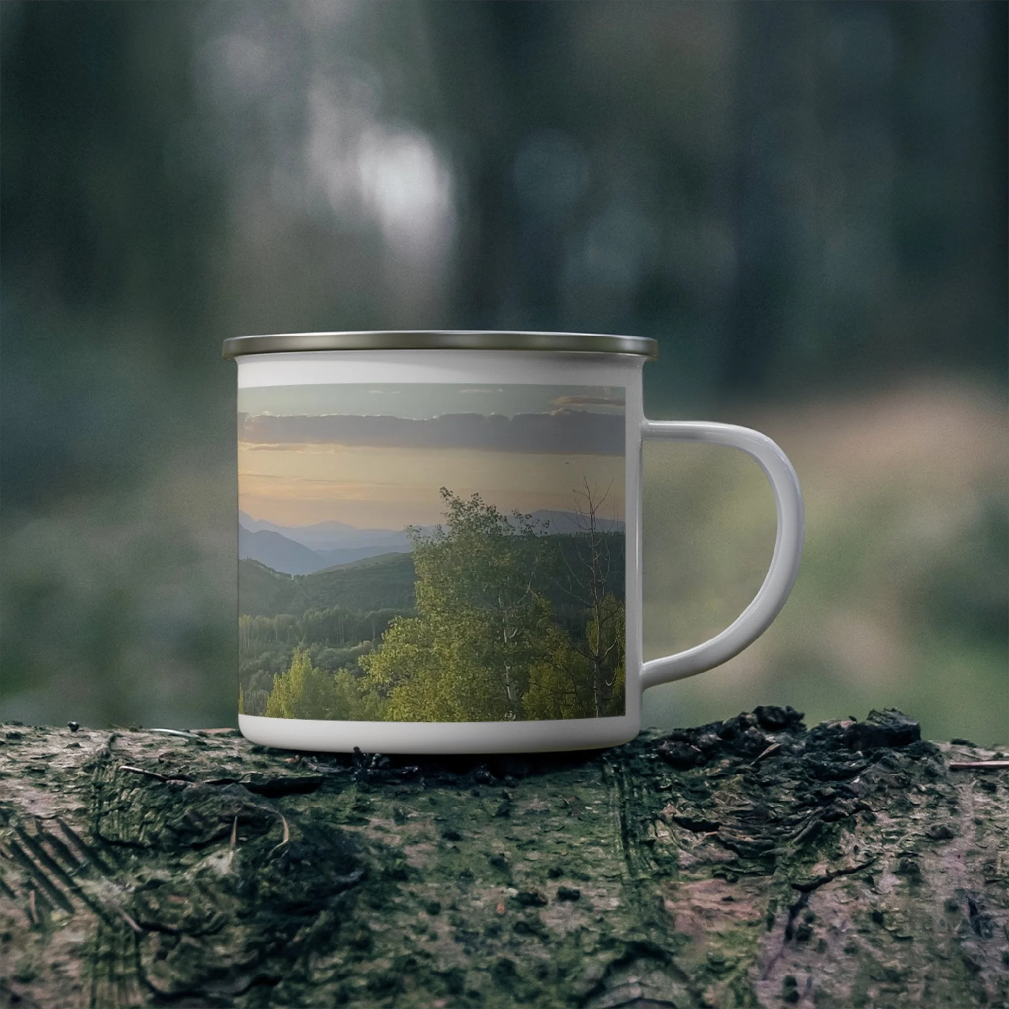 Captured Trails Enamel Camping Mugs