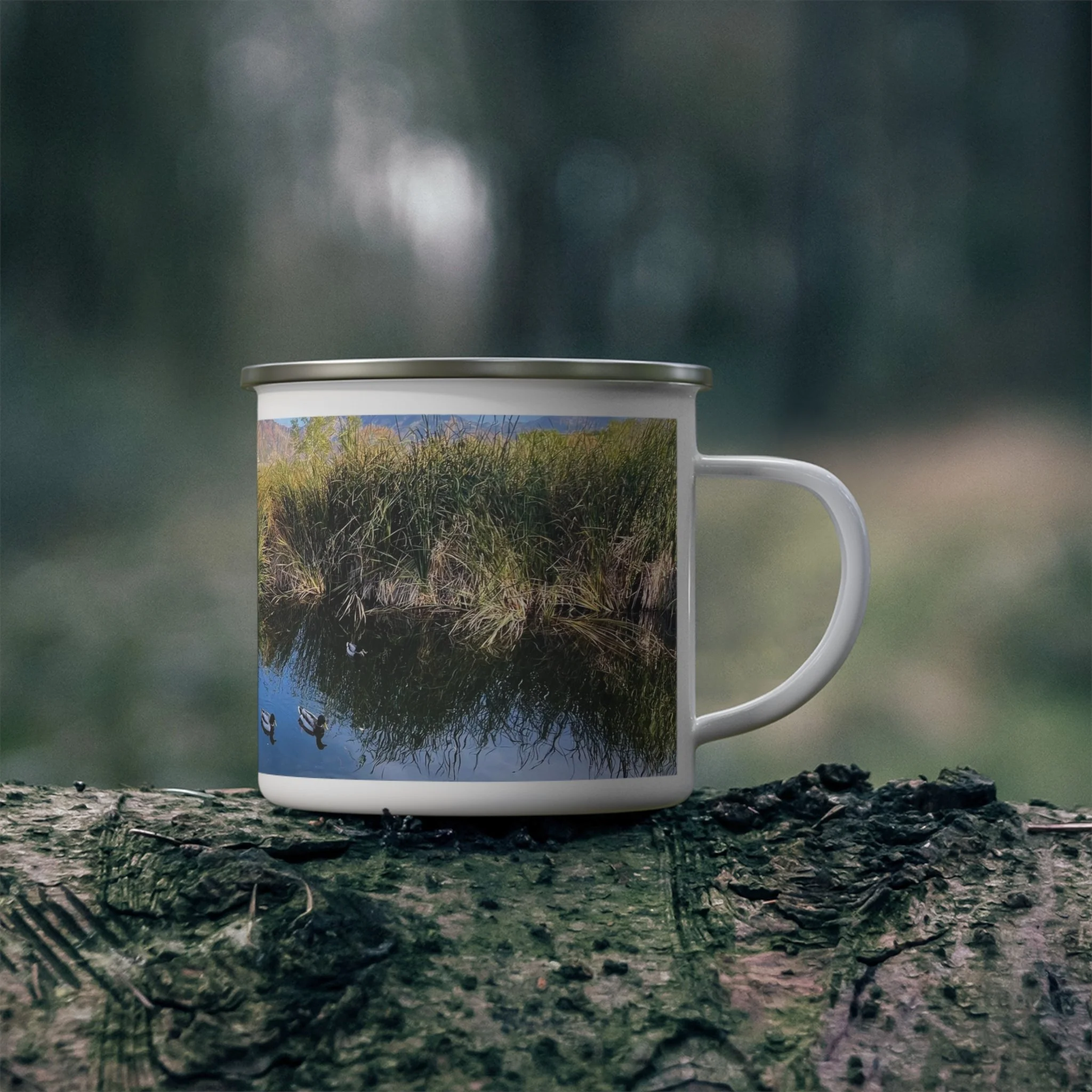Captured Trails Enamel Camping Mugs