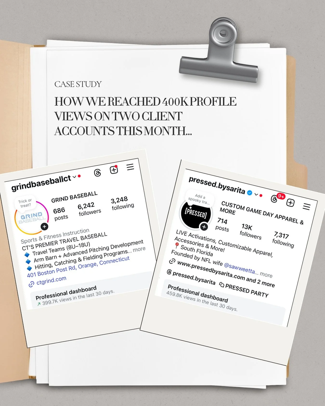 📊 case study: 400K+ profile views across 2 clients in 30 days

how we did it: ✅ consistent content strategy ✅ short-form video that converts ✅ optimized posting times ✅ community engagement that actually matters

this is the power of intentional gro
