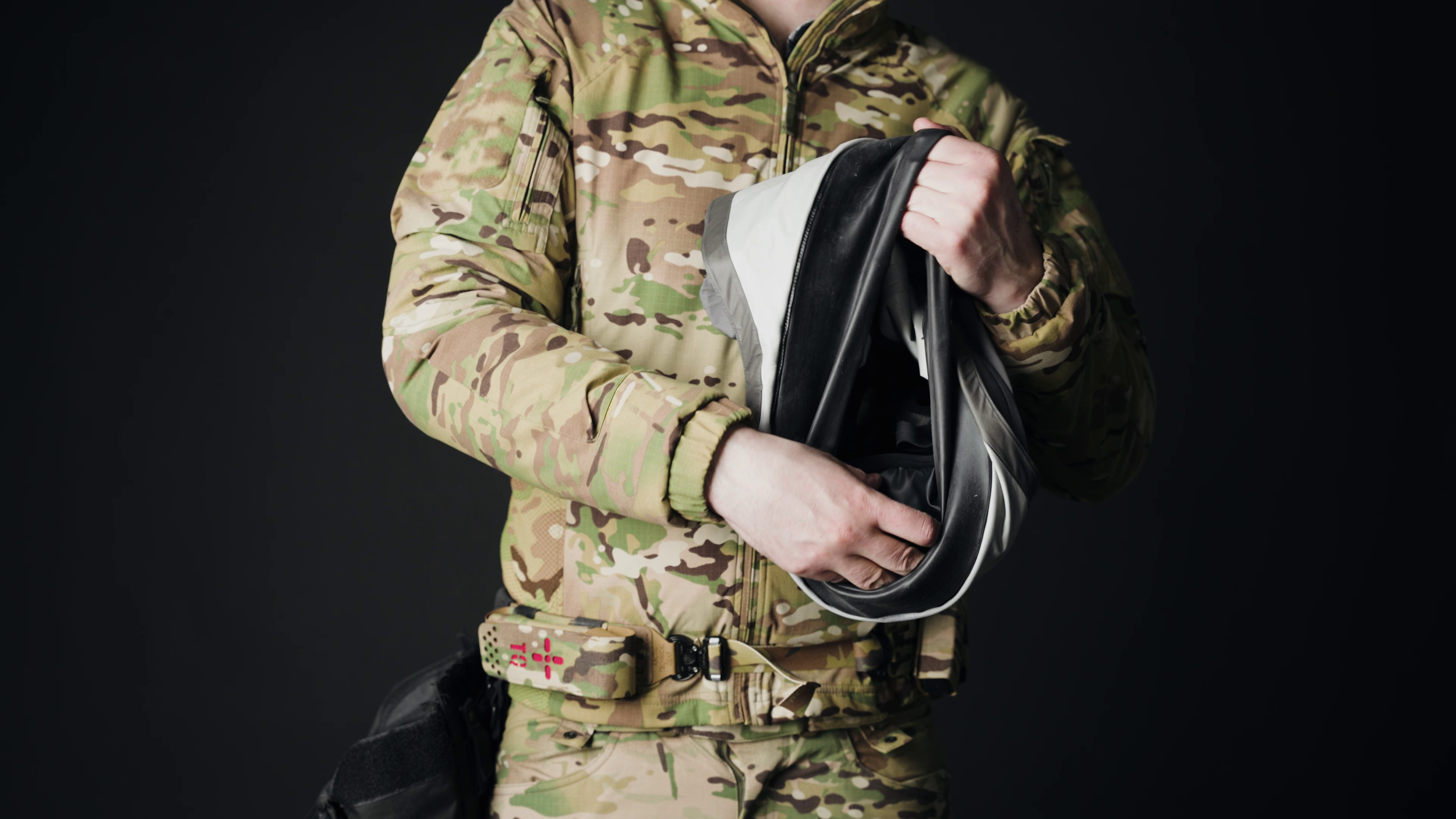 User Demonstrating Neck Seal Flexibility