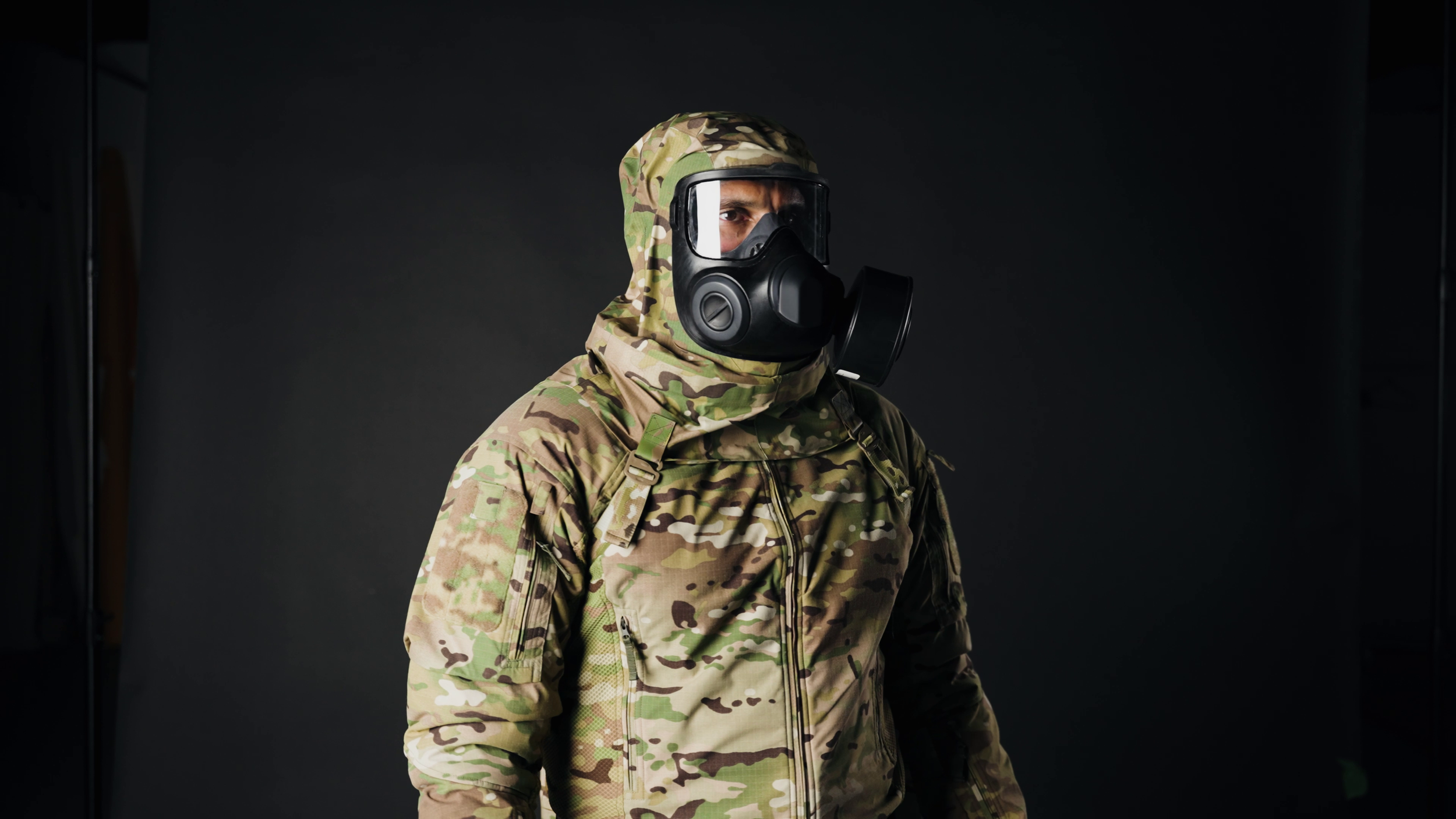 Side View of Bearded Tactical Applicator Mas with CN/CS Gas Cartridge
