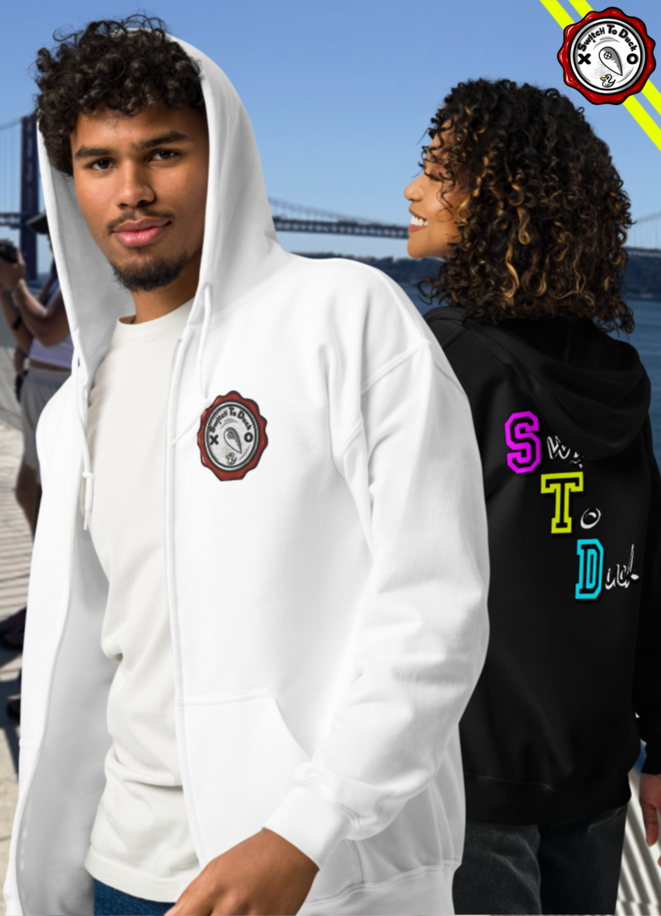 Unisex Zip Hoodie — Switch To Duck Back Print