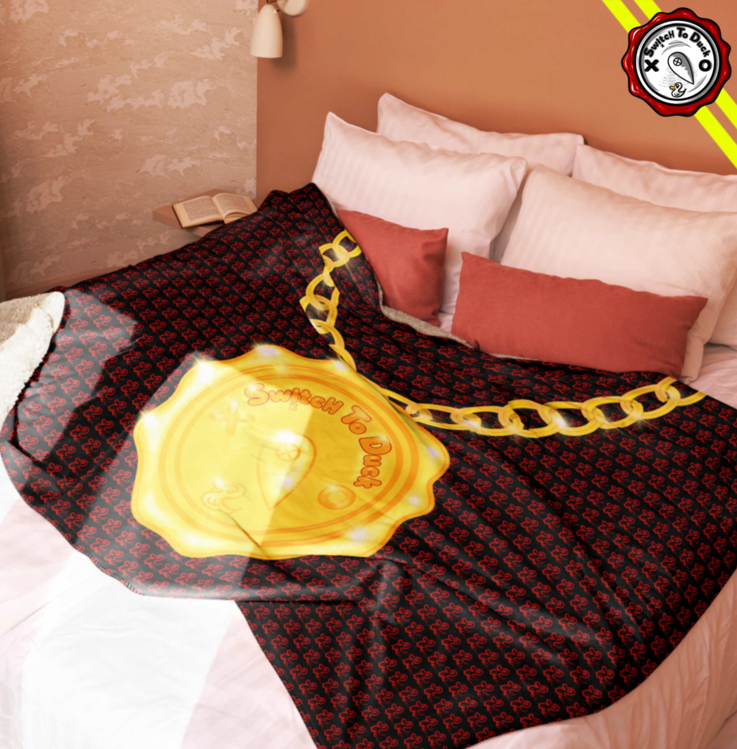 Army of Ducks Sherpa Blanket – Black with Gold STD Logo Chain