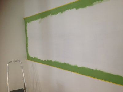 Painting & Creating a whiteboard dry erase board area in a London office with green paint