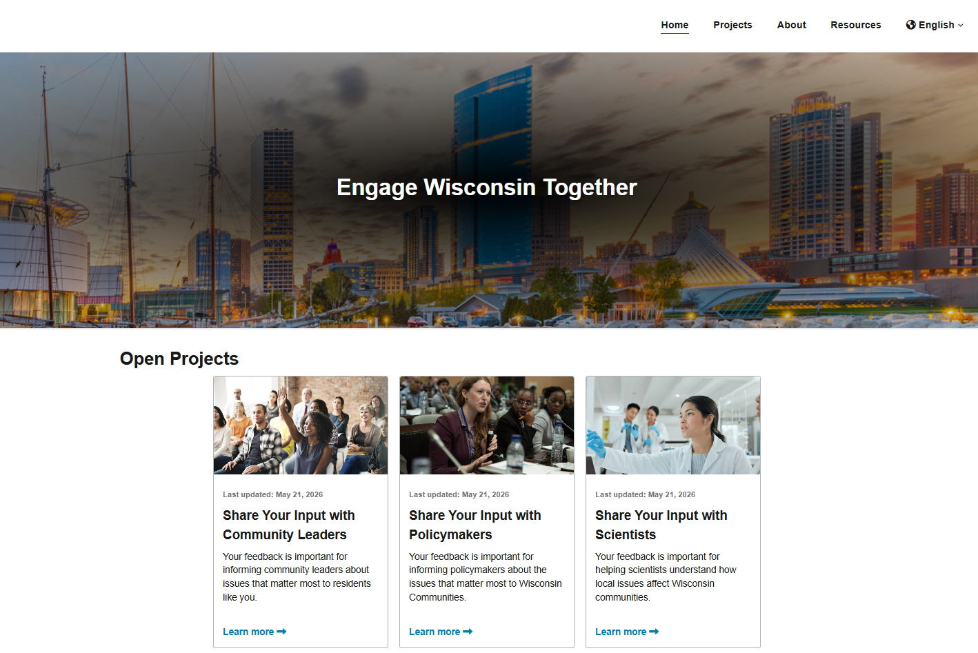 Created Engage Wisconsin Together, a digital public engagement platform that brings together communities, researchers, and policymakers to discuss environmental health and climate issues in Wisconsin through interactive crowdsourcing and dialogue.