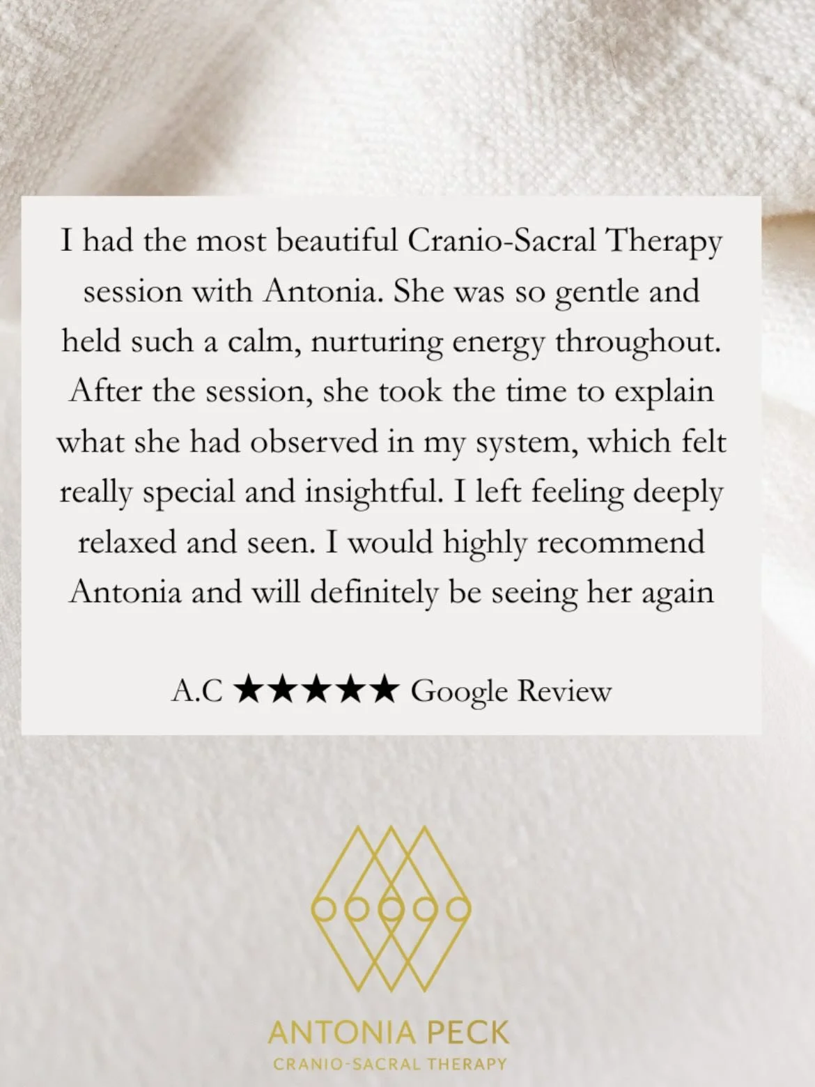 Whether you&rsquo;re navigating a life transition or simply longing for deep rest, these client reflections offer a glimpse into what cranio-sacral therapy can feel like.

Thank you to everyone who takes the time to share their impressions so thought