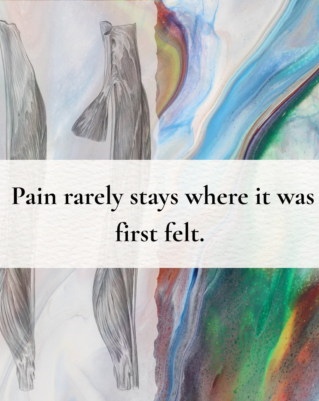 Pain can be complicated.

Sometimes the place that hurts isn&rsquo;t the place where the pattern began. 

It maps itself onto our physical structure - finding a home in the tight gripping of our fascia, the low-level alarm of a held breath, or the qu