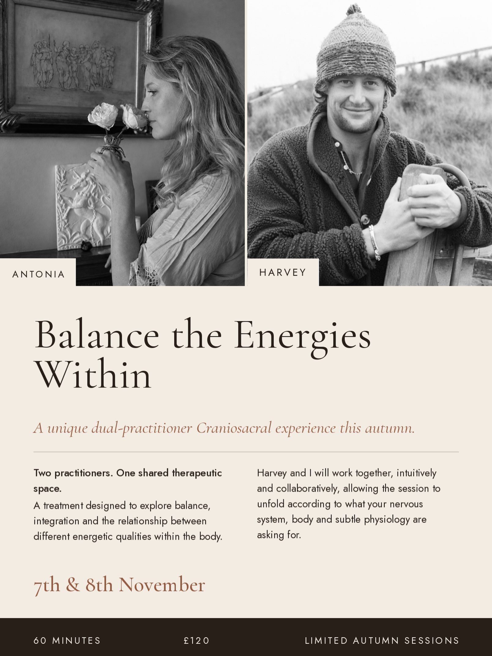 I wanted to share something a little magical and supportive with you.

This autumn I&rsquo;ll be joined by Harvey Salmon, a Craniosacral practitioner who I trained alongside, for a very special weekend of dual-practitioner Craniosacral sessions in Ke