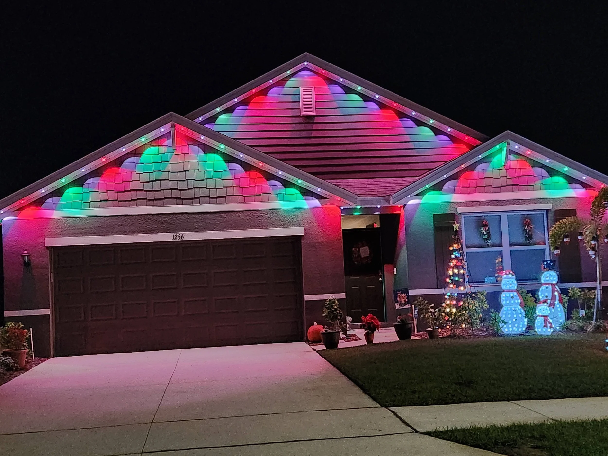 Professional Govee light installation on residential home with roofline holiday lighting in Brevard County Florida
