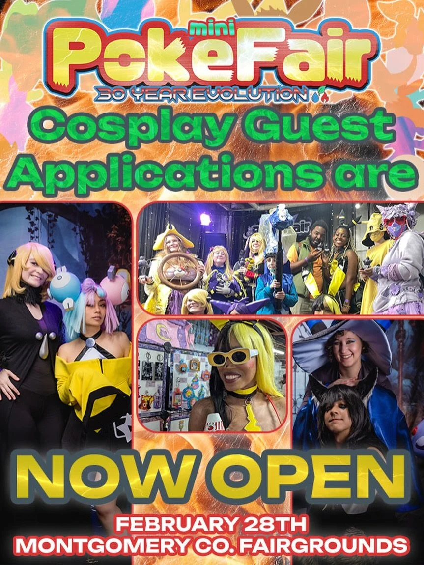 ✨ Big News, Trainers! ✨
Applications for POSSIBLE GUESTS are officially OPEN for mini PokeFair: 30 Year Evolution! 🎉⚡️

Are you a creator, collector, cosplayer, influencer, artist, or someone who brings serious Pok&eacute;mon passion to the communit