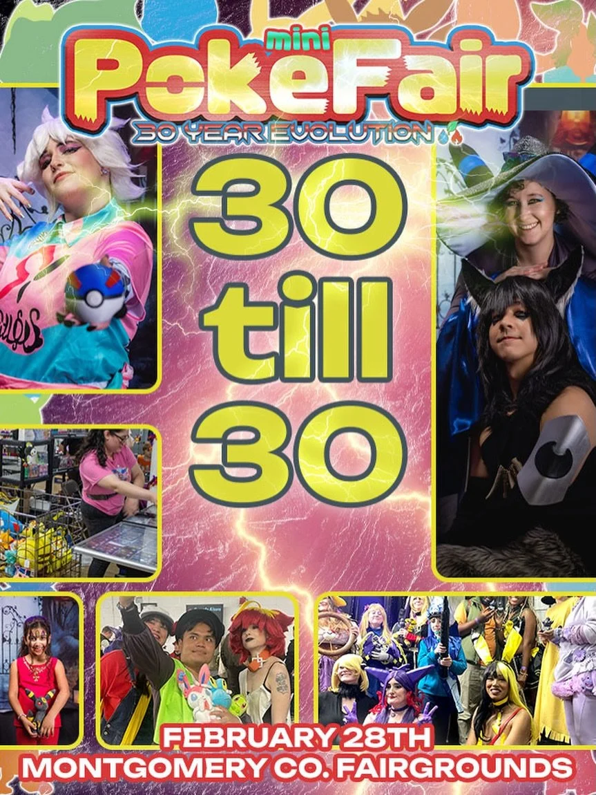 30 till 30 ⏳🎉
We&rsquo;re officially days away from Mini PokeFair: 30 Year Evolution and the countdown is ON!

In just a few short days, we&rsquo;re celebrating 30 years of Pok&eacute;mon with:
✨ Incredible artists &amp; vendors
👾 Cosplay meetups
?