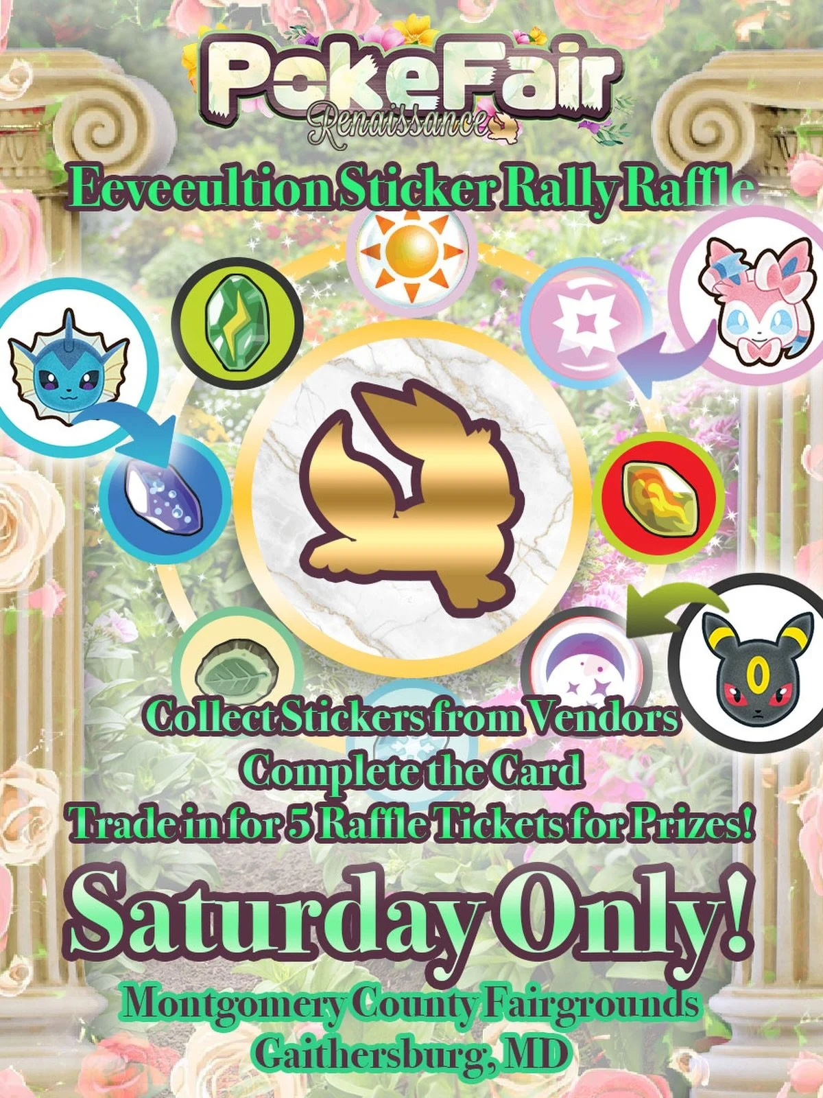 ✨ SATURDAY EXCLUSIVE EVENT ✨

Get ready to chase down every evolution&hellip; because the Eeveelution Sticker Rally is ON 🐾⚡💧🔥🌿❄️🌙✨

Here&rsquo;s how it works:
🎟️ Explore the event and collect all 8 Eeveelution stickers
🎟️ Complete your set an