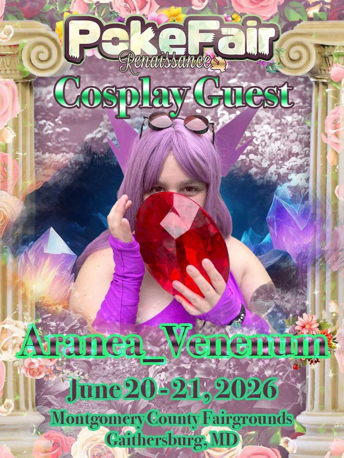 ✨💜 COSPLAY GUEST ANNOUNCEMENT 💜✨

We&rsquo;re incredibly excited to officially welcome cosplay guest &mdash; and one of Pok&eacute;Fair&rsquo;s biggest supporters &mdash; @Aranea_Venenum to the show this June 20th &amp; 21st 🌟

From amazing cospla