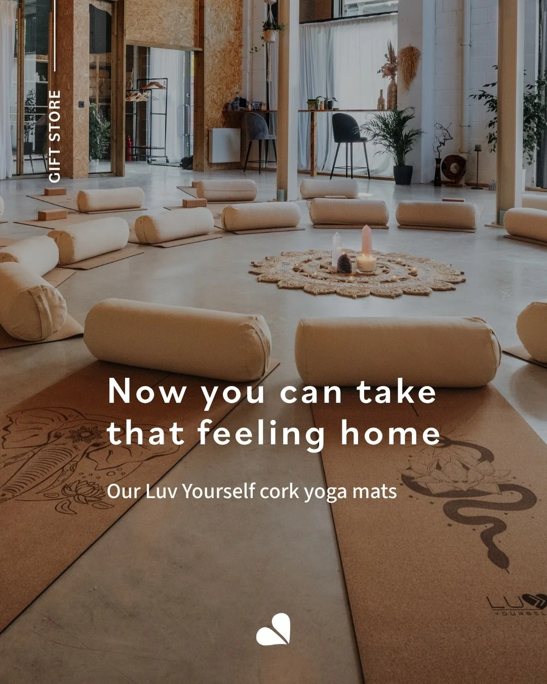 You&rsquo;ve practiced on them in the studio.
Now take that feeling home 🏘️

Our Luv Yourself Cork Yoga Mats are made for the moments you want to feel grounded, whether that&rsquo;s a full flow or ten quiet minutes 🧘&zwj;♀️

Choose the design that 