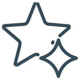 Outline of a large star with two smaller stars underneath, one solid and one outlined.