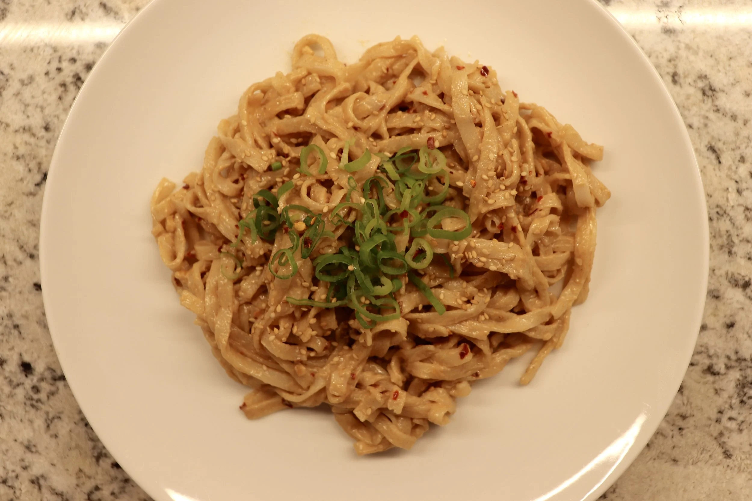 Spicy and Creamy Chili Peanut  Noodles