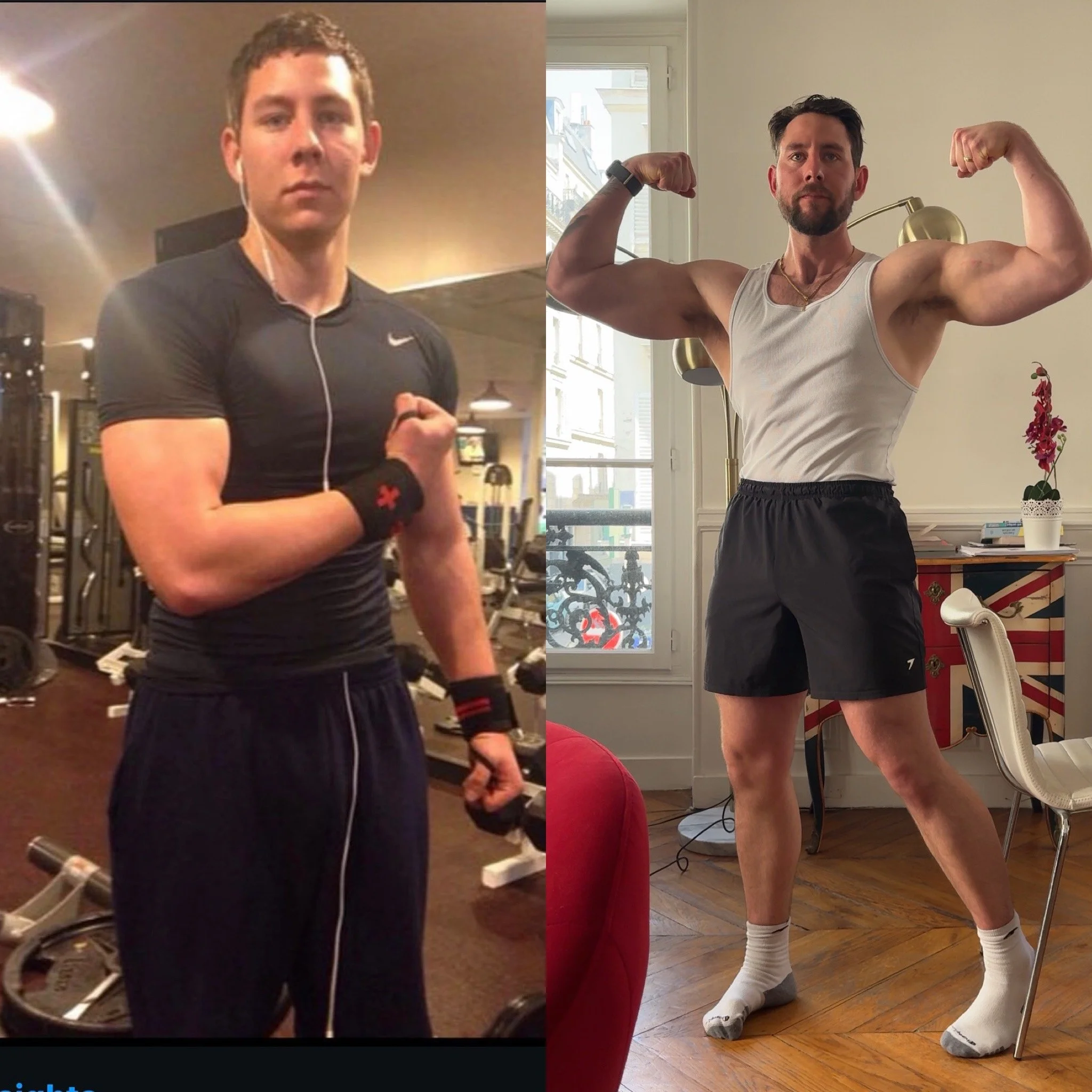A side-by-side of myself, the left being when I first got into the gym in 2015, and the right is me currently! It's a marathon, not a sprint! 