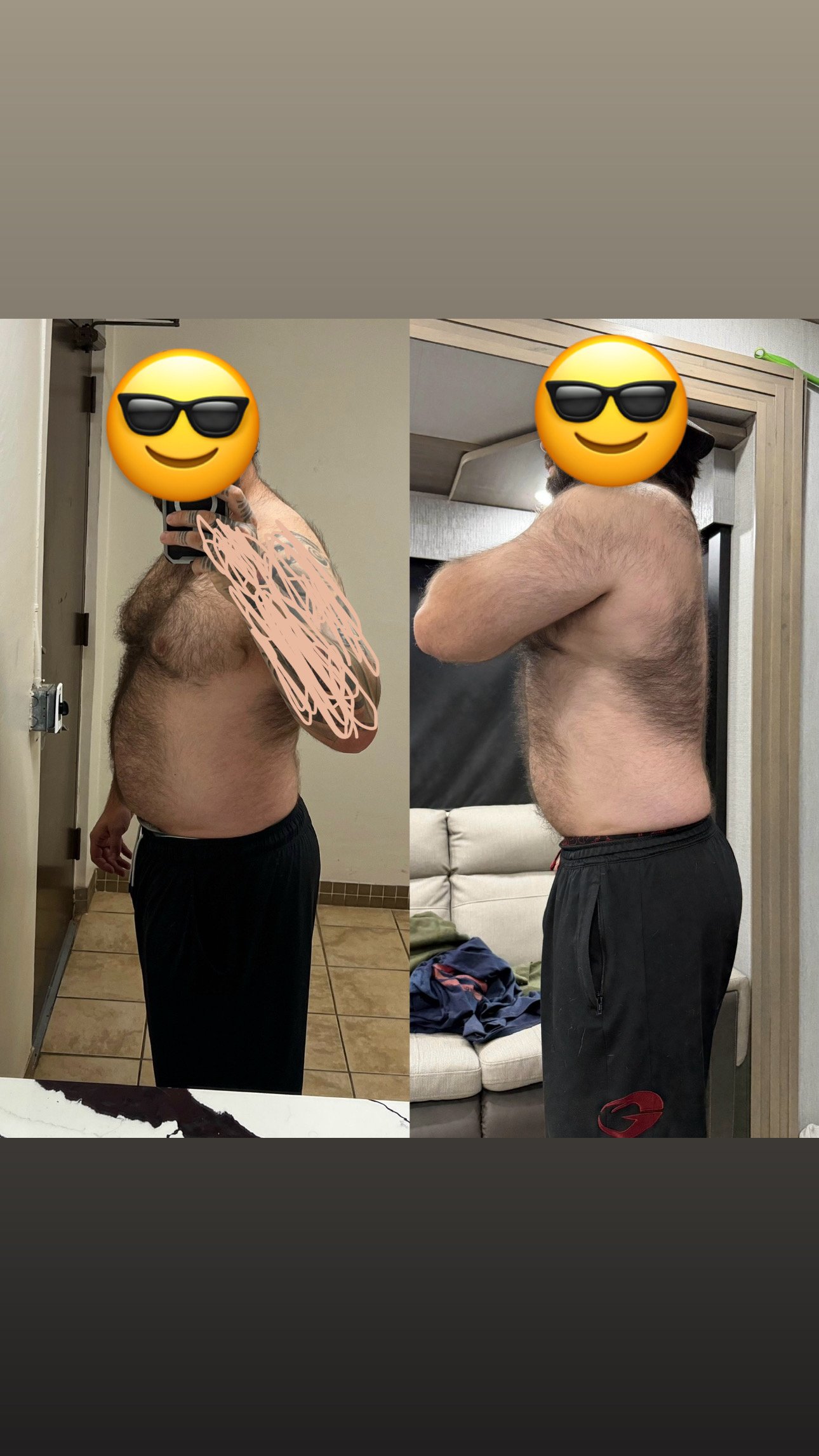 Nutrition client Cory has now gone from 285lbs to the 250s, all while juggling a very stressful job, a high workload, and everyday life. With Cory staying on the exact meal plan, it can be challenging, but with great communication, we can always adju