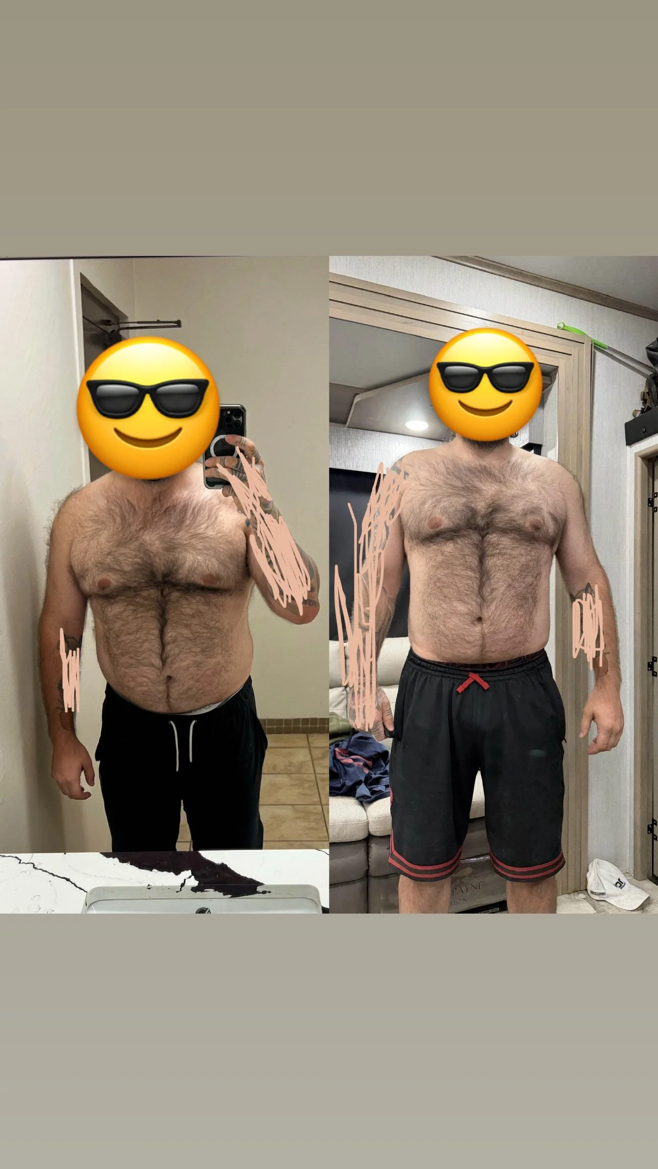 Nutrition client Cory has now gone from 285lbs to the 250s, all while juggling a very stressful job, a high workload, and everyday life. With Cory staying on the exact meal plan, it can be challenging, but with great communication, we can always adju