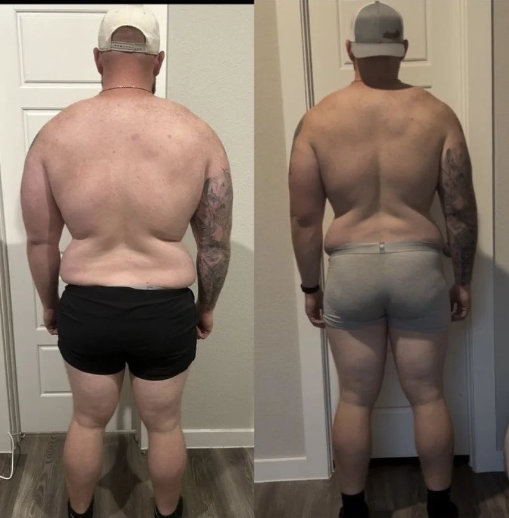 Nutrition client Dakota has now gone from 280lbs to the 240s in 7 months' time! Dakota is a great example of showing up for yourself no matter how busy life can be. Excited to see his continued progress!