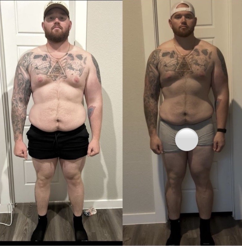 Nutrition client Dakota has now gone from 280lbs to the 240s in 7 months' time! Dakota is a great example of showing up for yourself no matter how busy life can be. Excited to see his continued progress!